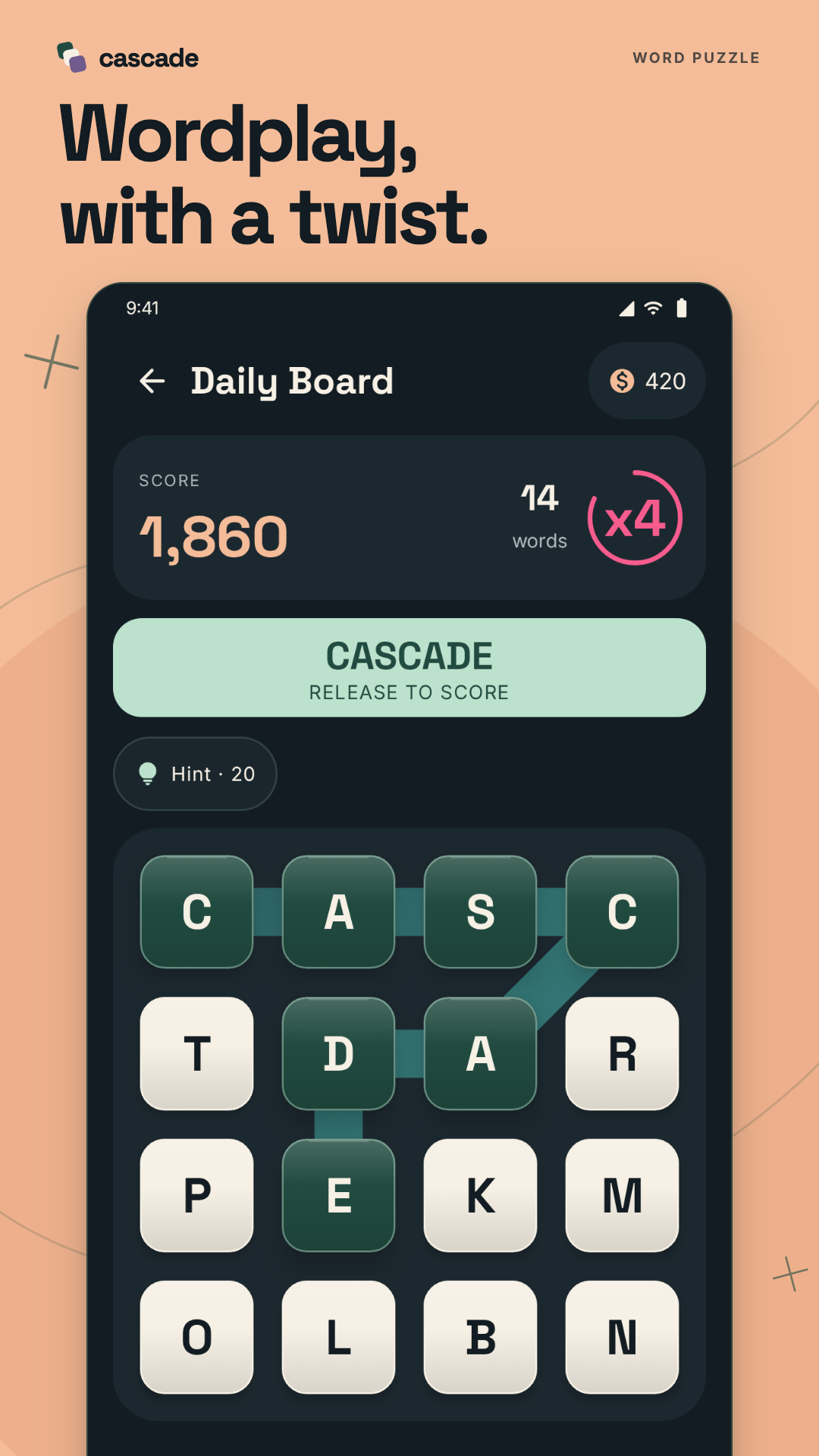 Trace CASCADE across neighboring tiles on the Daily Board